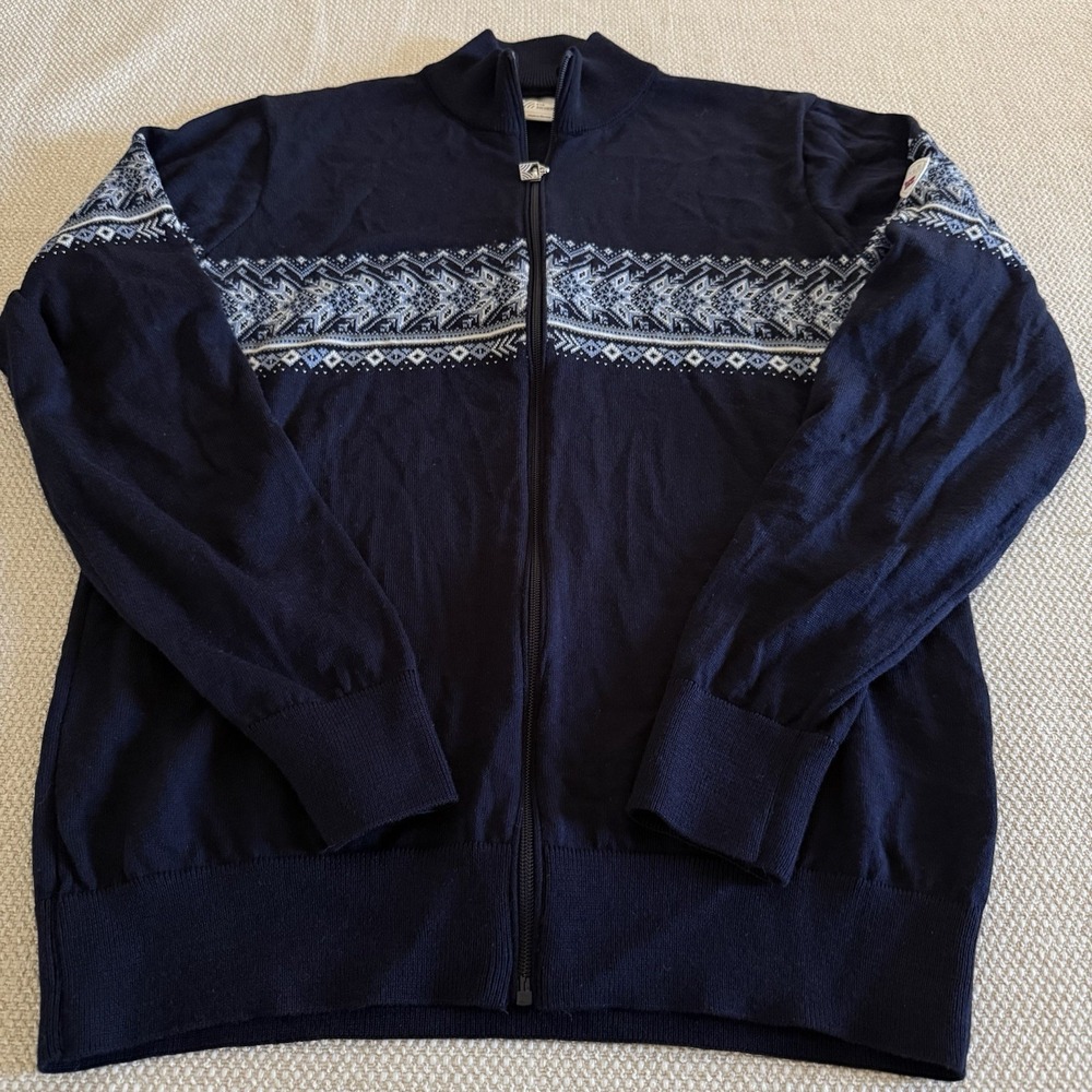 Dale of Norway Hovden Cardigan Jacket Merino Wool Full Zip Fair Isle Mens Size L